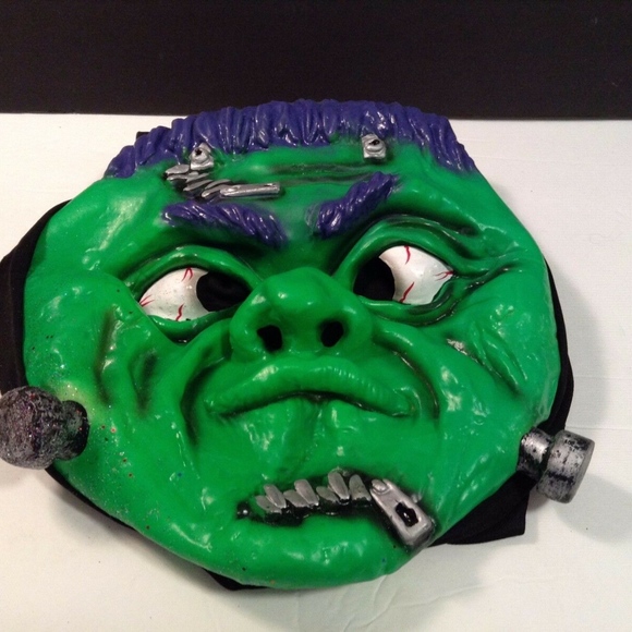 Scary Rubber Green Monster Frankenstein Adult Mask - Picture 3 of 3